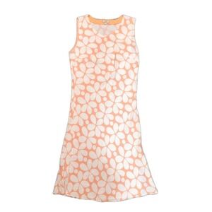 VTG J.M.P 100% Linen Maxi Dress XL Peach Floral Sleeveless Hippie Beach Side Zip